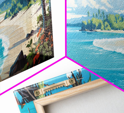 The Beach - Tropical Painting Framed Canvas Print - Hawaii Art - Tropical Decor - Above Sofa Wall Art - Wall Hanging