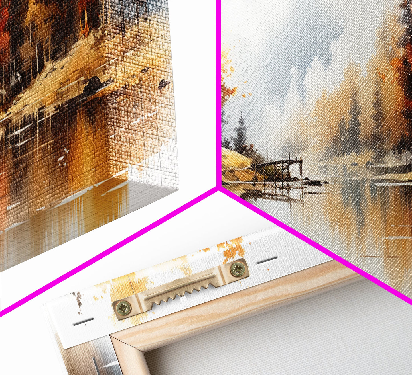 Autumn On The Lake - Watercolor Painting | Peaceful Wilderness Landscape Canvas Print | Modern Country Decor and Nature Lovers