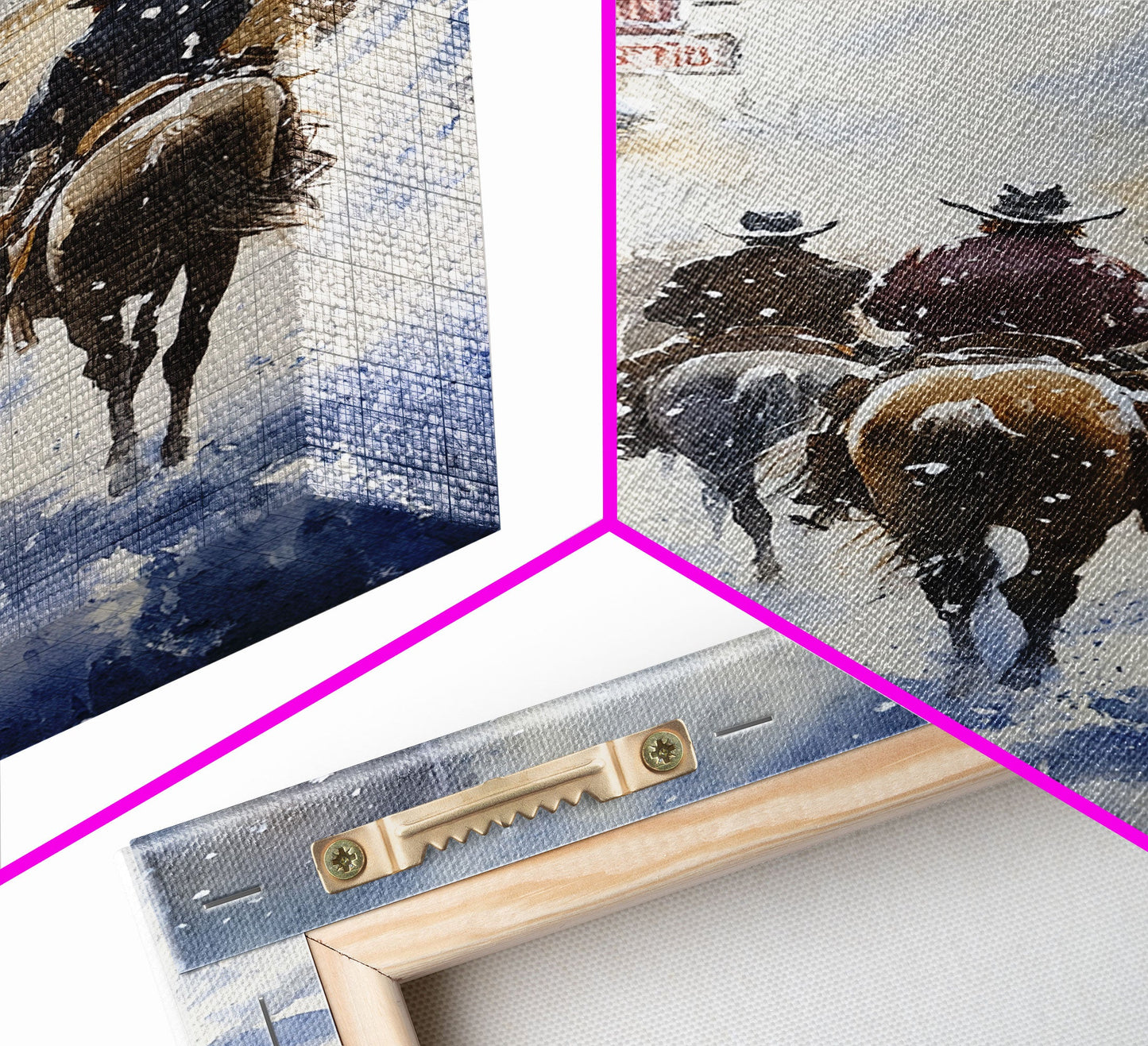 Cowboys Riding Into Town On Christmas, Western Christmas Decor, Framed Canvas Print, Christmas Outdoor Decor, Christmas poster