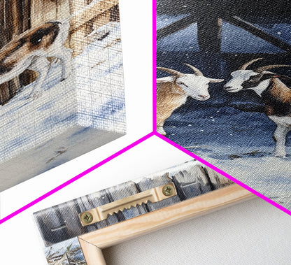 Cute Goats In The Winter, Rustic Farmhouse Wall Art, Holiday Gift, Gallery Wall Decor, Winter Vibes, Christmas 2024 Wall Art