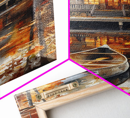 Canoe on the Lake, Lake House Decor, Framed Wall Art Canvas Print, Fall Decor, Seasonal Decor, Holiday Decor Gift