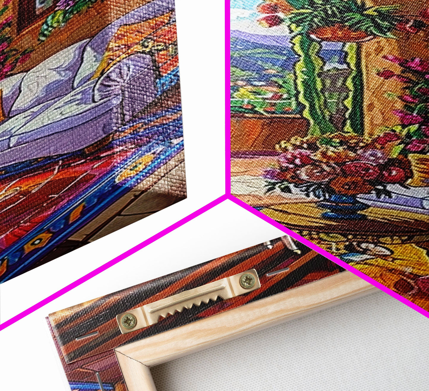 Cozy Southwestern Kitchen Framed Canvas Print Colorful Mexican Style Best Gift Home Decor Wall Art Bright Above Sofa Art