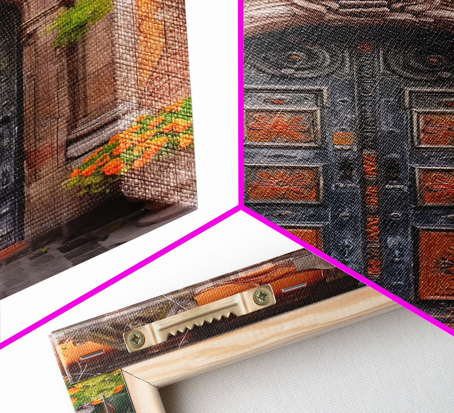 Change2 Indian Wall Art, Colorful Indian Doors, Framed Canvas Print, Painting Print, Traditional Hindu Architecture, Ready To Hang