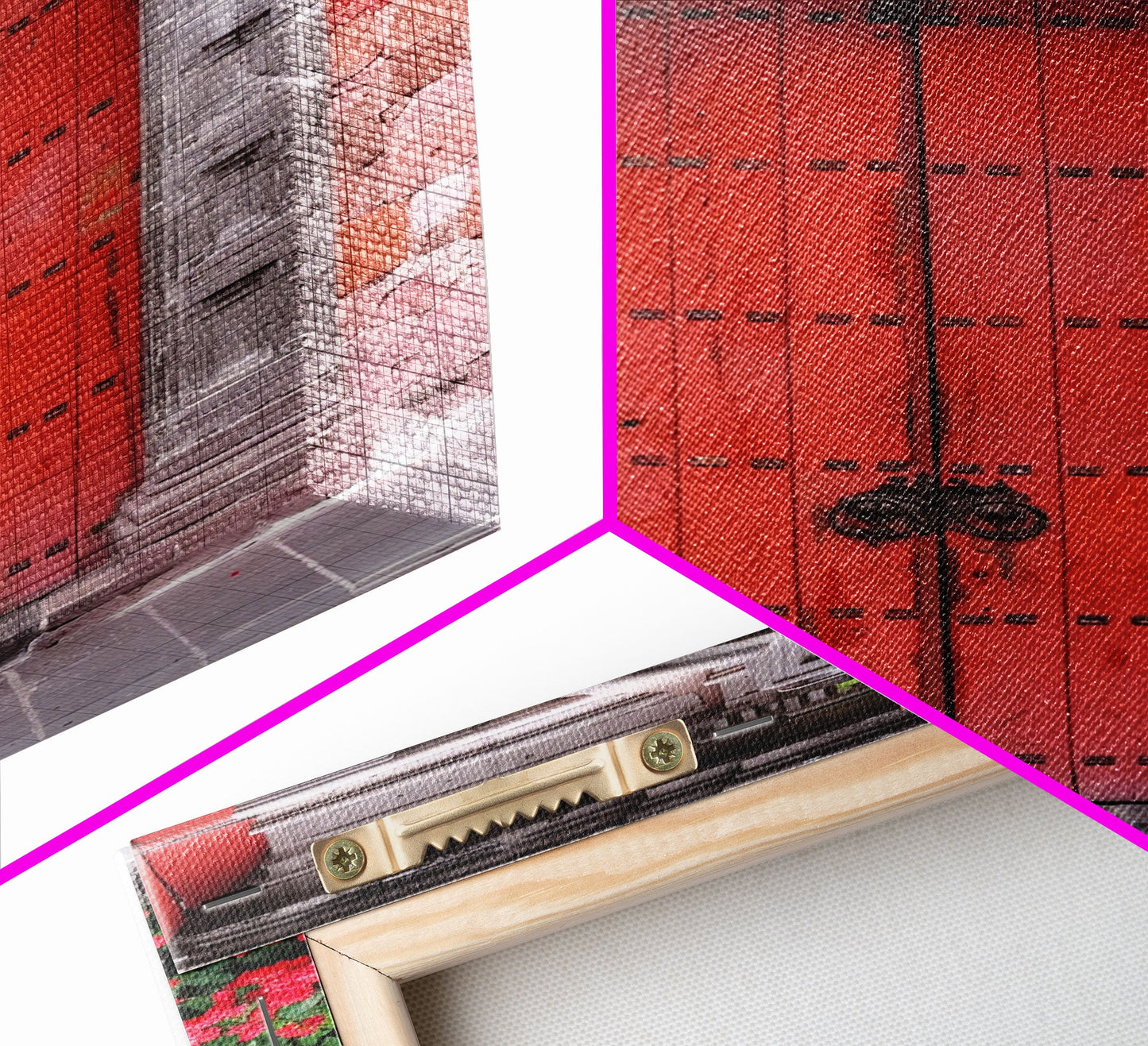 Change3 Indian Wall Art, Colorful Indian Doors, Framed Canvas Print, Painting Print, Traditional Hindu Architecture, Ready To Hang