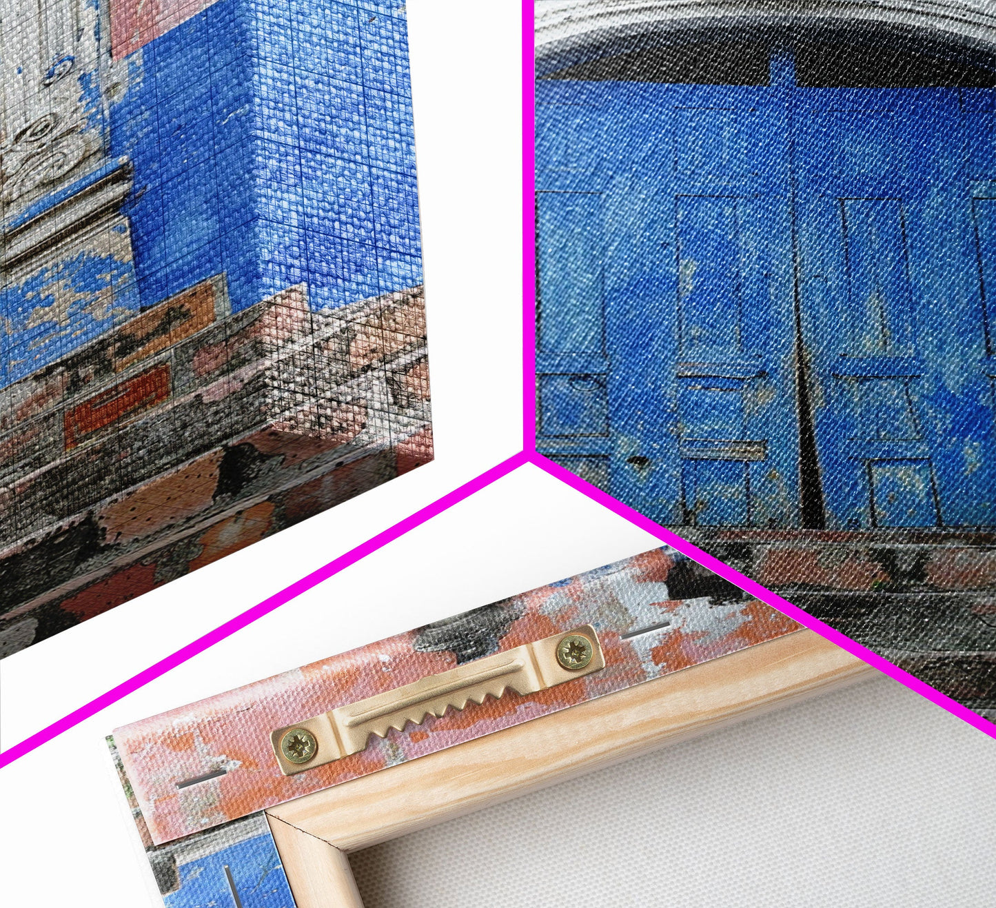 Change3 Mexican Wall Art, Colorful Mexican Door Architecture Painting Framed Canvas Print, Traditional Hacienda Architecture, Ready To Hang