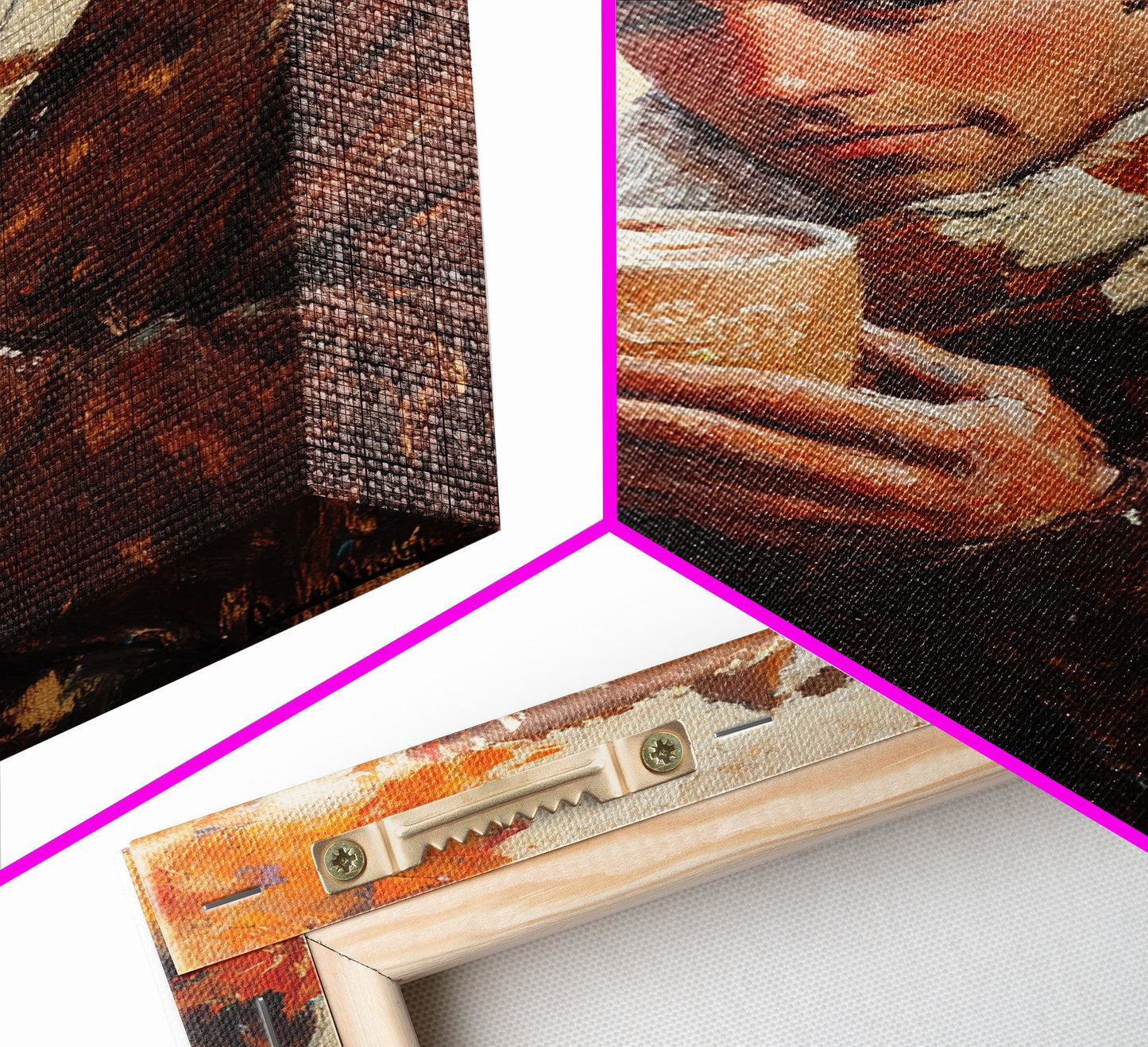 Cowboy mit Kaffeetasse im Herbst – Gerahmter Leinwanddruck – Herbstliche Wanddekoration im Landhausstil 2024 – Rustikale Wohndeko und Geschenkidee