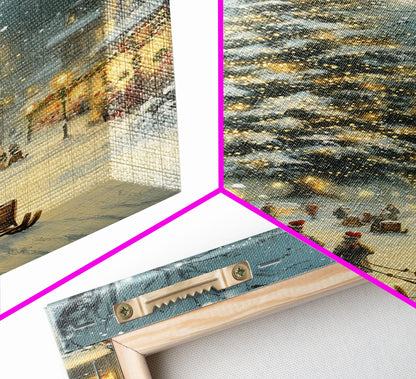 Christmas Tree Village Snowy Winter Scene Framed Canvas Print Christmas Wall Art Christmas Decor Christmas Tree Art Holiday Gift Winter Art