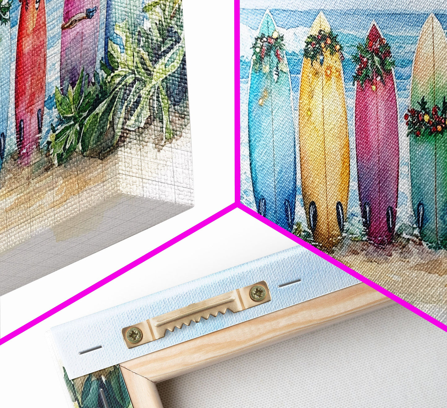 Tropical Christmas decor, beach Christmas decor, Christmas beach art, canvas print, Christmas wall art, beach Christmas