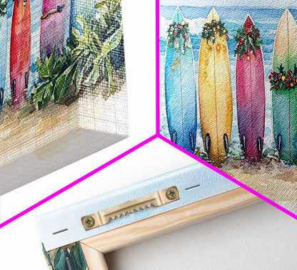 Tropical Christmas decor, beach Christmas decor, Christmas beach art, canvas print, Christmas wall art, beach Christmas