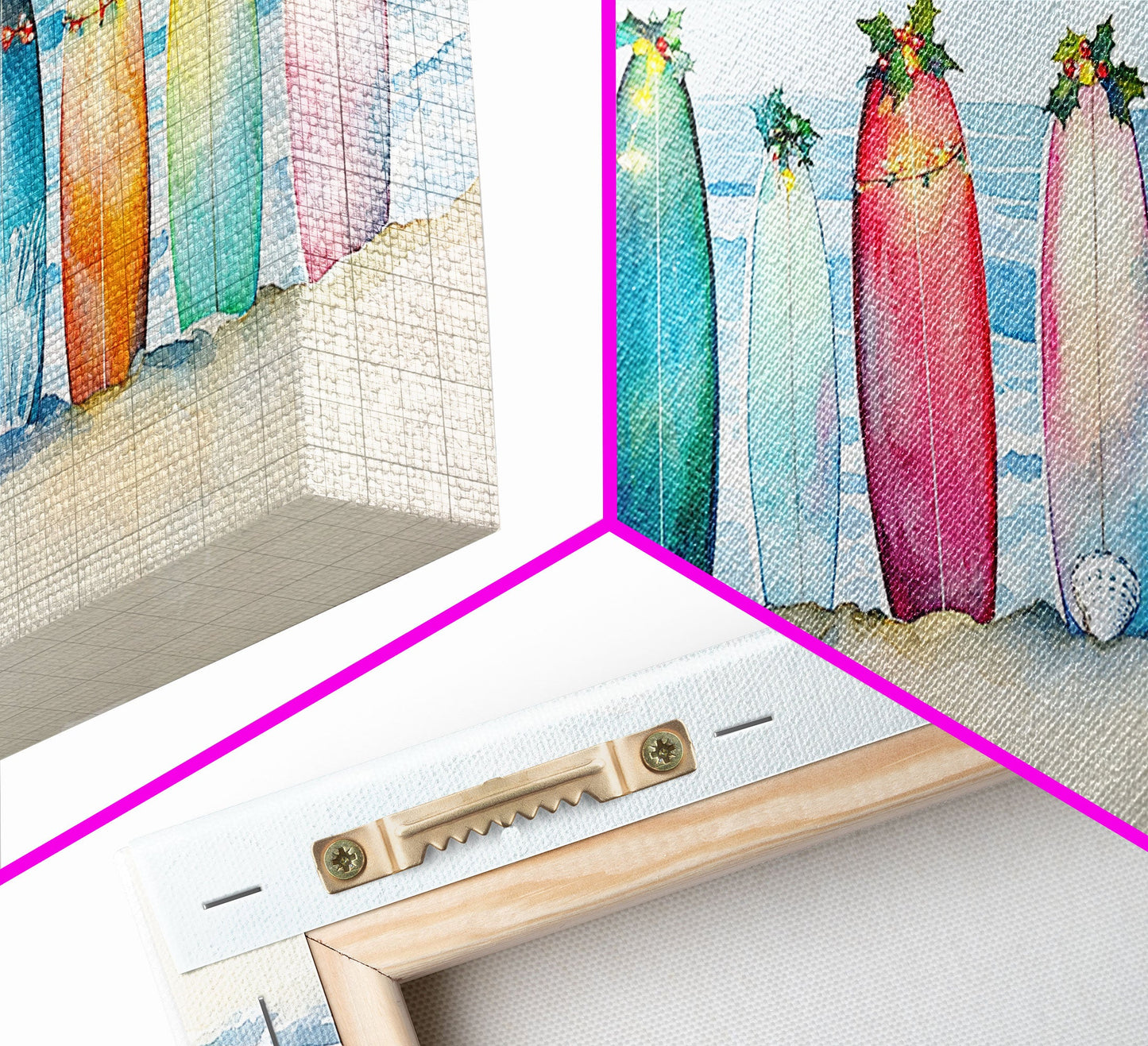 Christmas beach art, tropical Christmas decor, canvas print, Christmas wall art, beach Christmas decor, holiday wall art