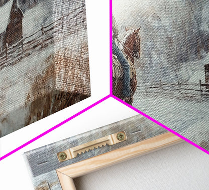 Autumn-themed Framed Canvas Print of a cowgirl in a pumpkin patch surrounded by vibrant fall leaves, seasonal decor and cozy fall accents