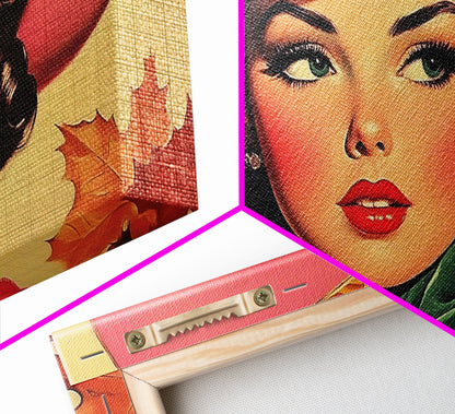 Stunning Framed Canvas Print of Fall Equestrian Scene, Cowgirl on Horseback Leaves, Seasonal Wall Art for Fall Decor and Gift Idea