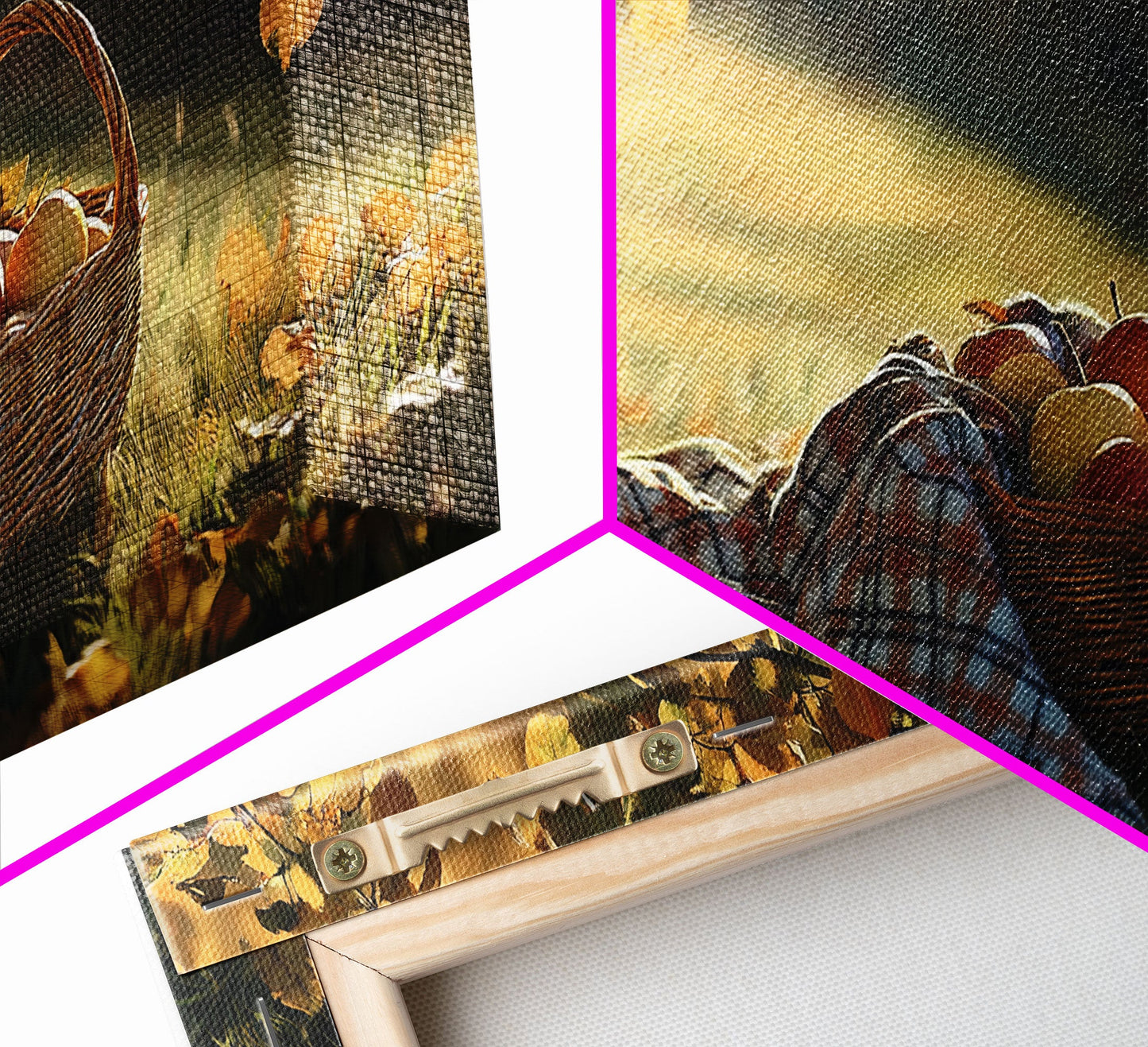 Basket of Apples Framed Canvas Print, Cozy Fall Farmhouse Wall Art, Country Autumn Decor, Best Gift for Her, Seasonal Harvest Scene Art