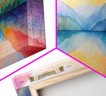 Abstract Watercolor Painting Landscape, Canvas Print, Rainbow Landscape Painting, Nursery Decor, Above Sofa Art