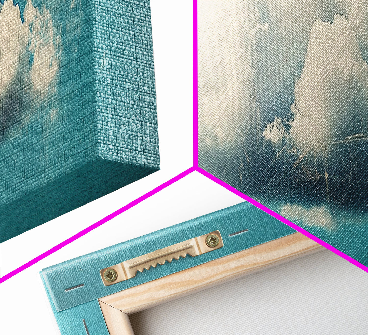 Framed Canvas Art, Sky Blue, Navy Blue Lonely Cloud Art, Minimalist Art Print, Panoramic Extra Wide Horizontal Art, Lonely Cloud