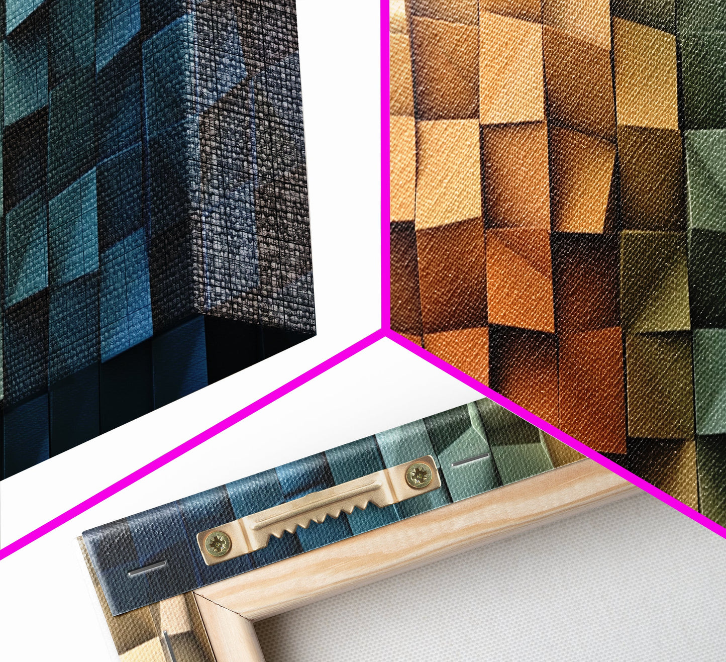 The Beach as Cubes - Framed Canvas Print - Abstract Geometric Patterns Wall Art