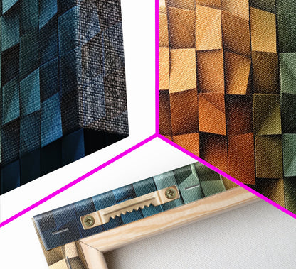 The Beach as Cubes - Framed Canvas Print - Abstract Geometric Patterns Wall Art