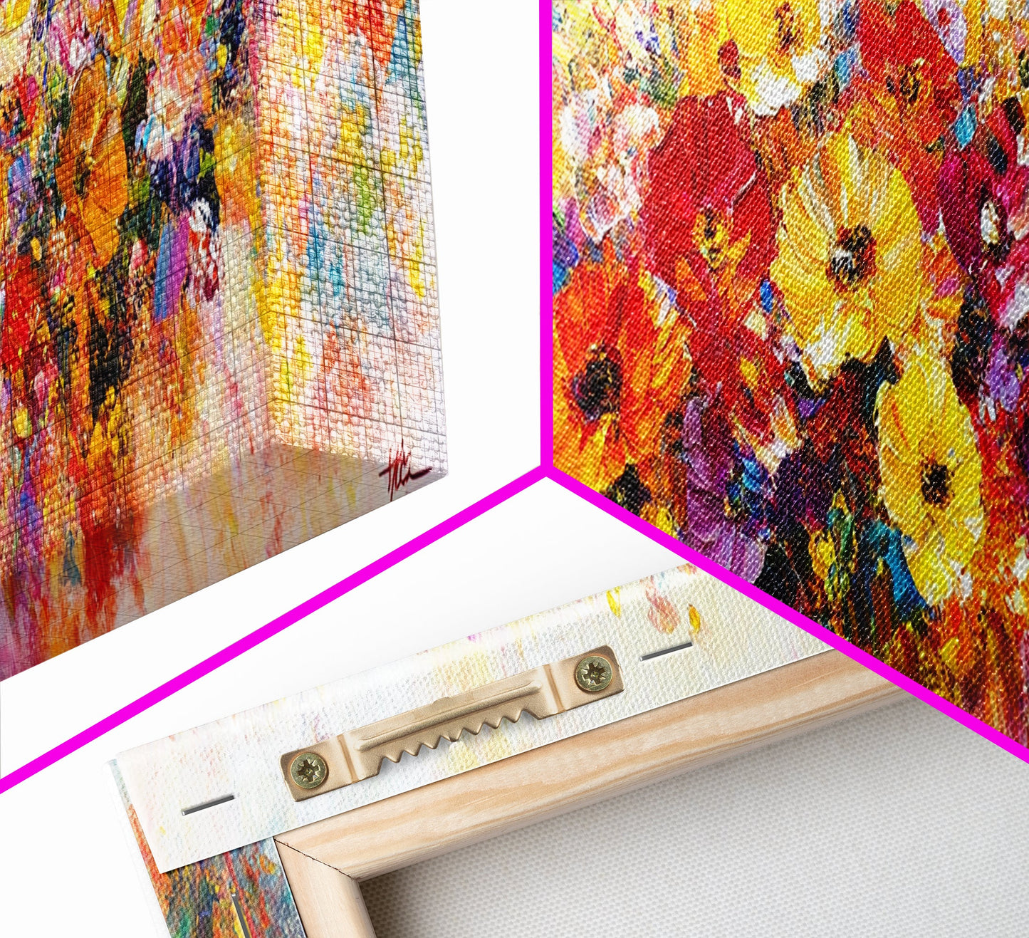 Panoramic Wildflowers Canvas Print, Wood Framed Wall Art, Beautiful Ultra-Wide Wall Art, Original Flower Painting, Floral Art, Botantical Wall Art