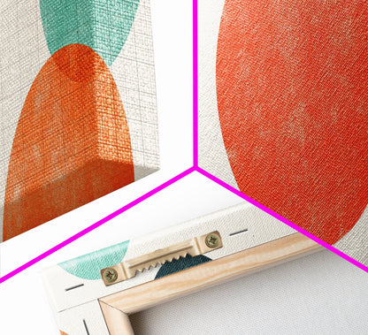 Orange and Green Wabi Sabi Wall Art, Framed Canvas Print, Abstract Wall Art, Minimalist / Neutral Circles Extra Wide Art