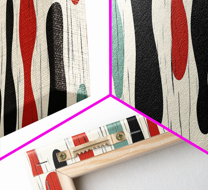 Mid Century Modern Wall Art Framed Canvas - Rain Drops - Panoramic Modern Wall Art Print - Above Bed or Above Sofa Wall Art, Modern Art