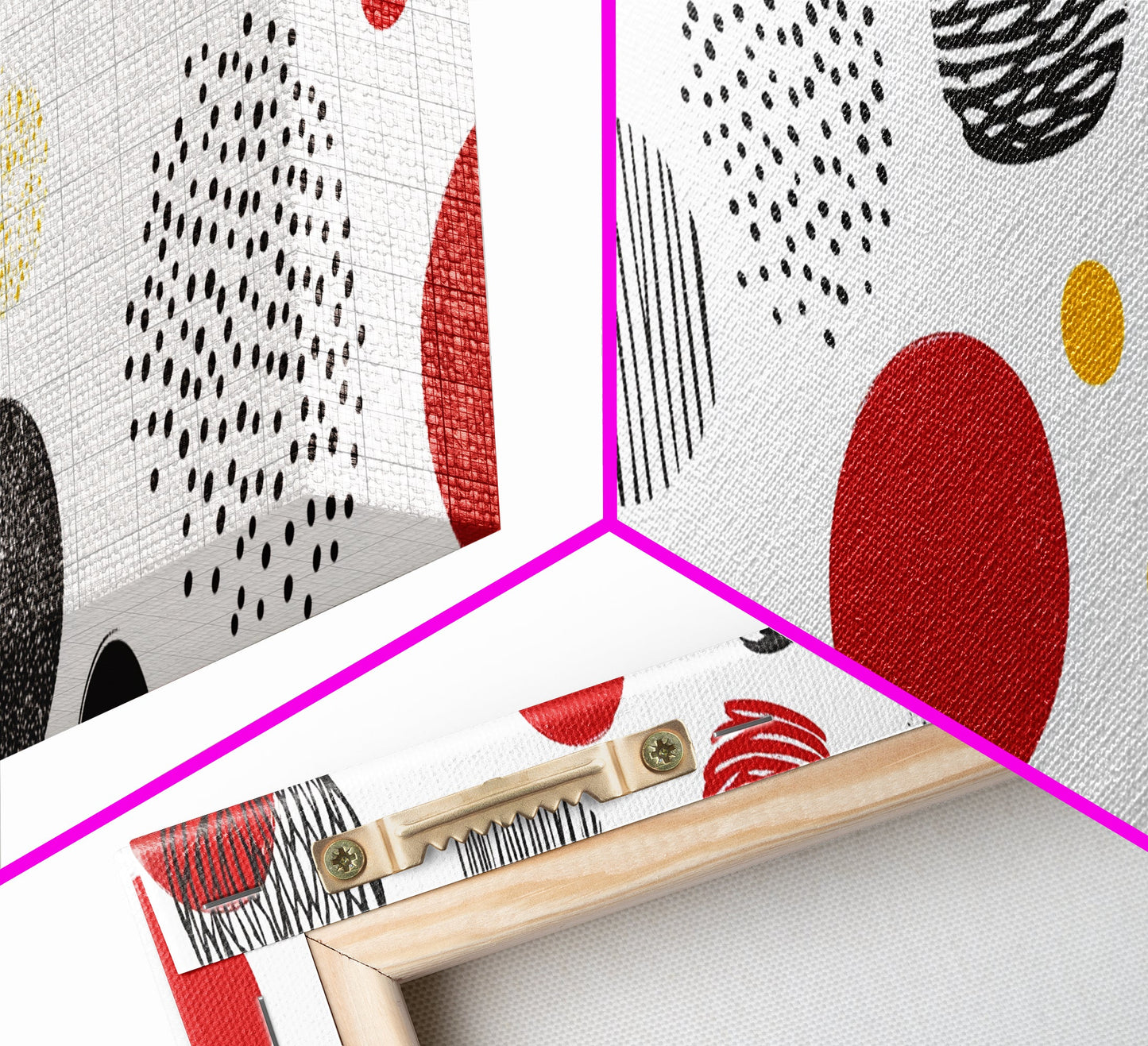 Polk Dots MCM Wall Decor, Framed Canvas, Canvas Print, Midcentury Modern Abstract Art, White Background, Eclectic Kitsch Home Decor