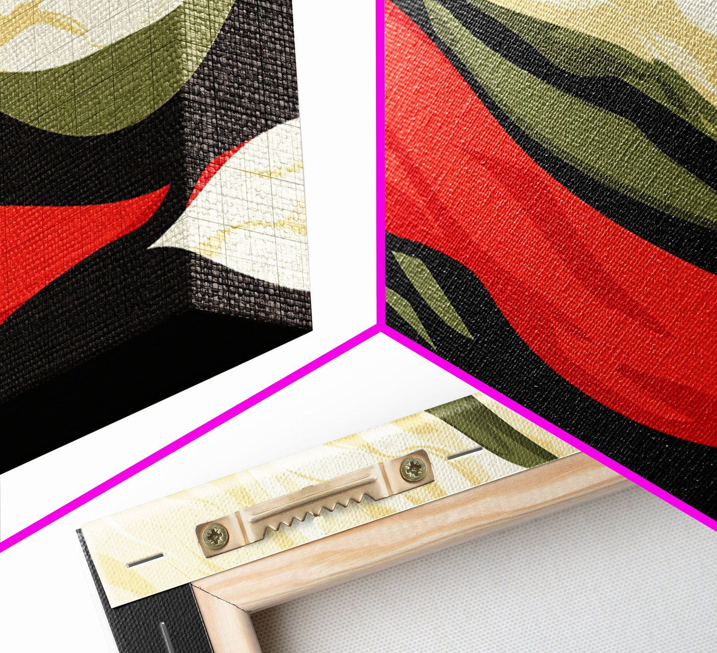 Moody Abstract Painting Print - "Waves" - Panoramic Extra Wide Wall Art, Red, black and Green Wall Art, Modern Art