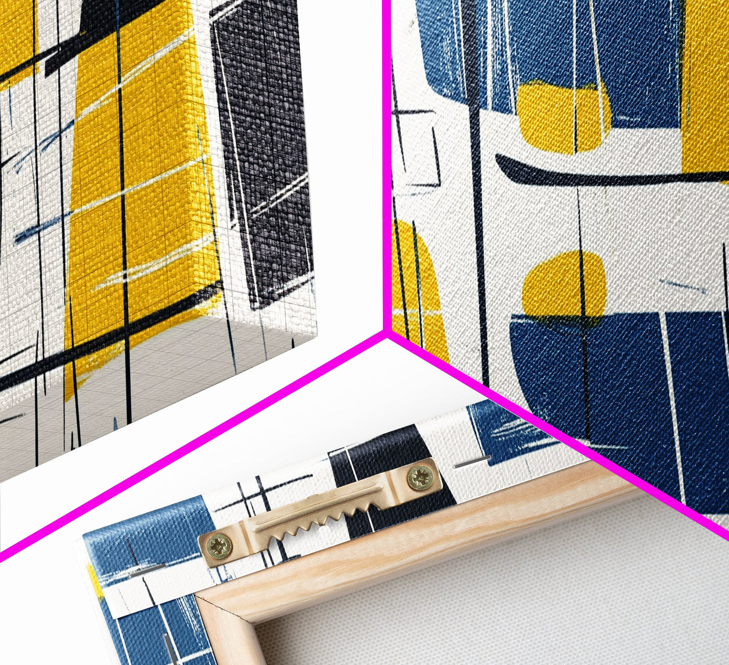 Large Colorful Abstract Painting - Blue, Yellow and Black Abstract Art - Abstract Art Large Canvas Modern Art for Above Sofa