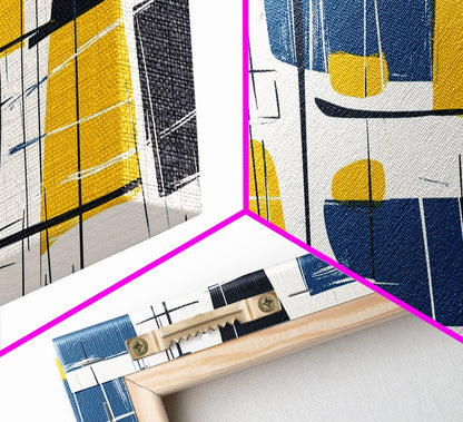 Large Colorful Abstract Painting - Blue, Yellow and Black Abstract Art - Abstract Art Large Canvas Modern Art for Above Sofa