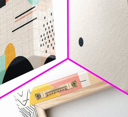 Geometric Abstract Art, Wood Framed Canvas, Canvas Art, Retro 90s Vibes Abstract Home Decor