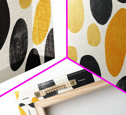 Stones In A River Bed, Frames Canvas Print, Black, Gold and White Abstract Painting Print, Modern Home Decor, Mid Century Modern Wall Art