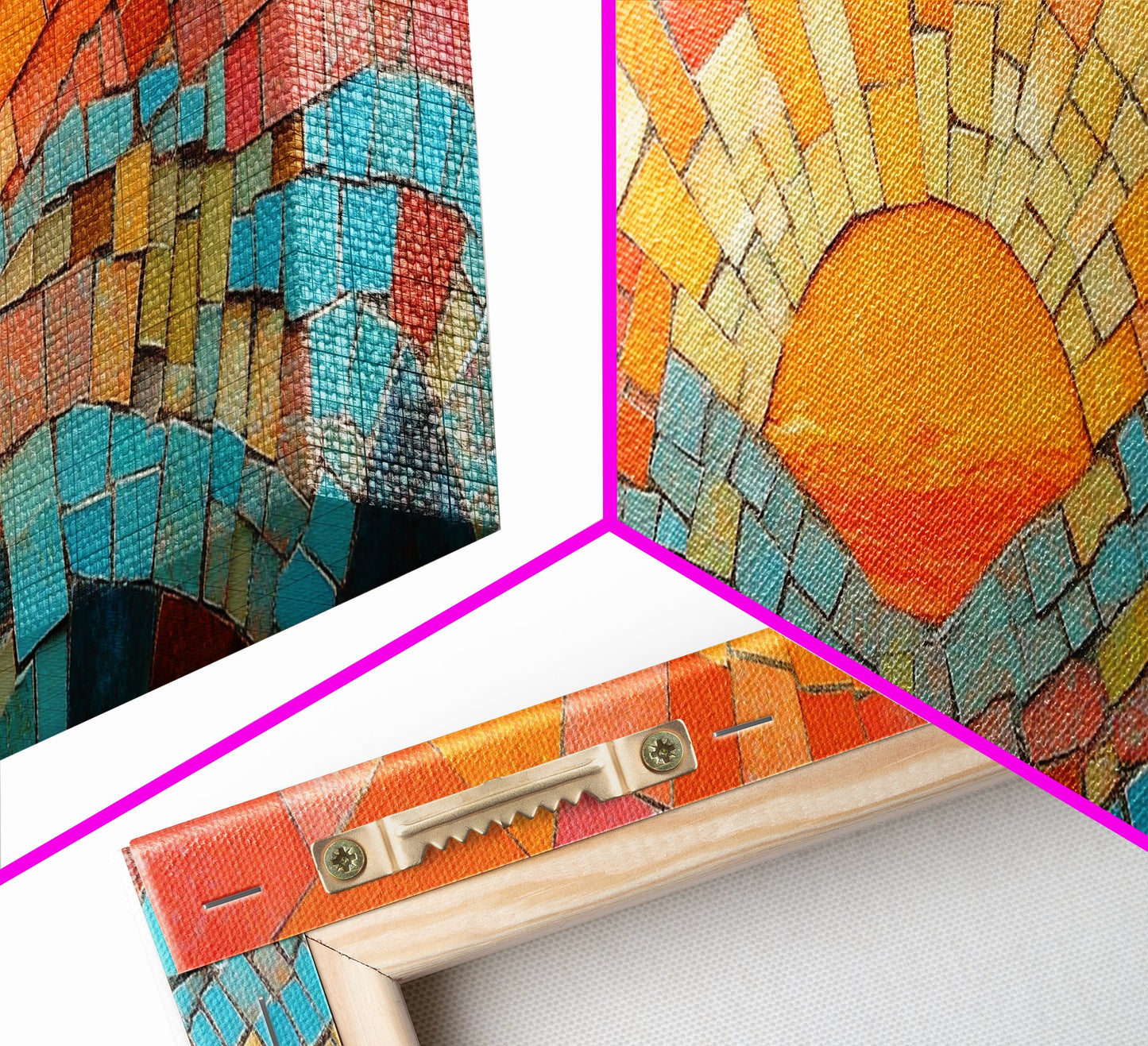 Sunset Mosaic Tiles Canvas Print - Retro Home Decor - MCM Style Wall Art - Above Sofa Canvas Art - Mosaic Artwork