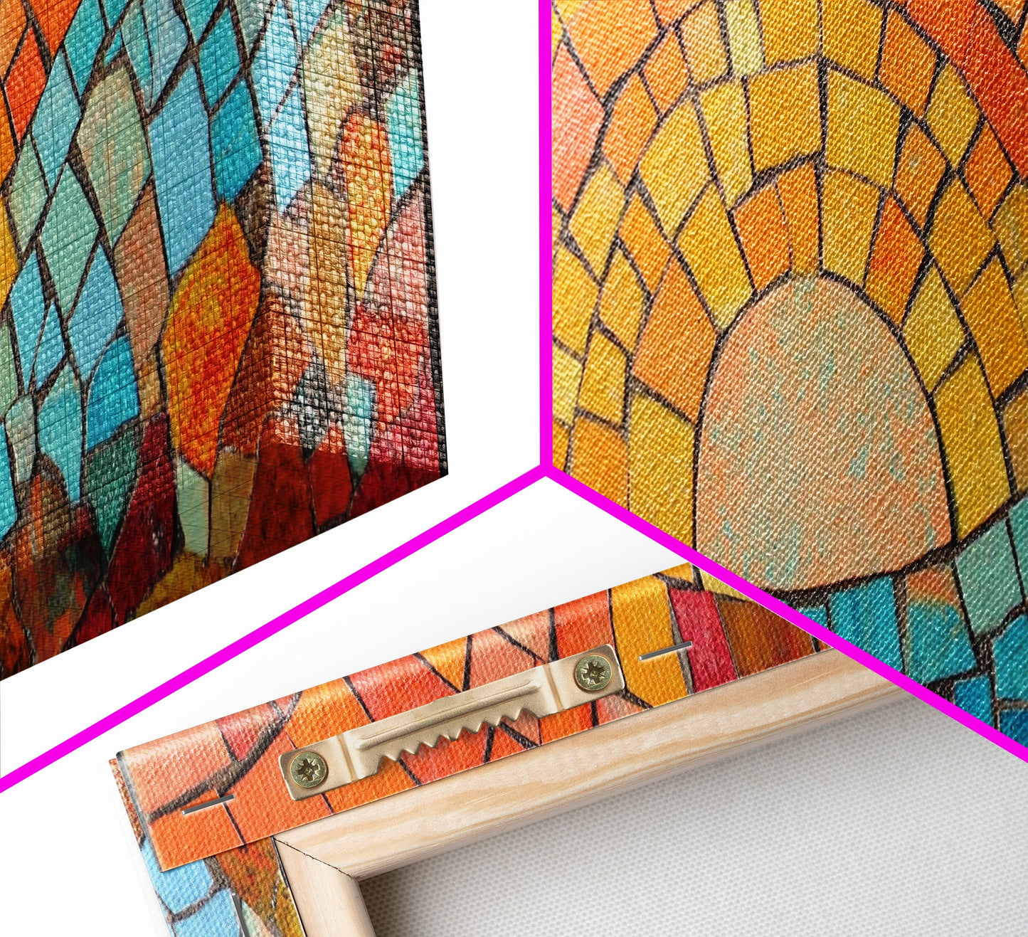 Panoramic Art Print - Sunset Mosaic Canvas Print - Wood Framed Wall Art - Horizontal Abstract Art - Large Wide Wall Art - Above Bed Decor Framed Canvas