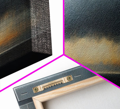 Prelude - Storm Over The Calm Sea - Framed Canvas Print - Dark and Moody Decor - Seascape Painting - Unique Wall Art