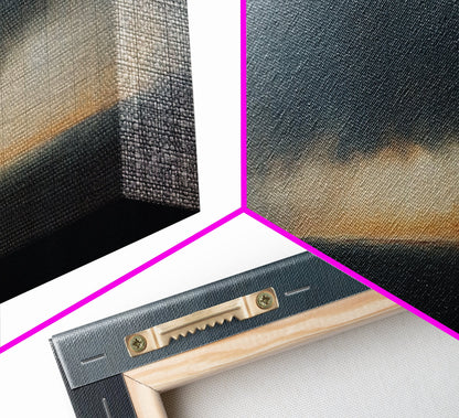 Storm On The Horizon - Panoramic Seascape Painting Print - Subdued Wall Art - Moody Decor - Boho Style Minimalist Landscape Painting