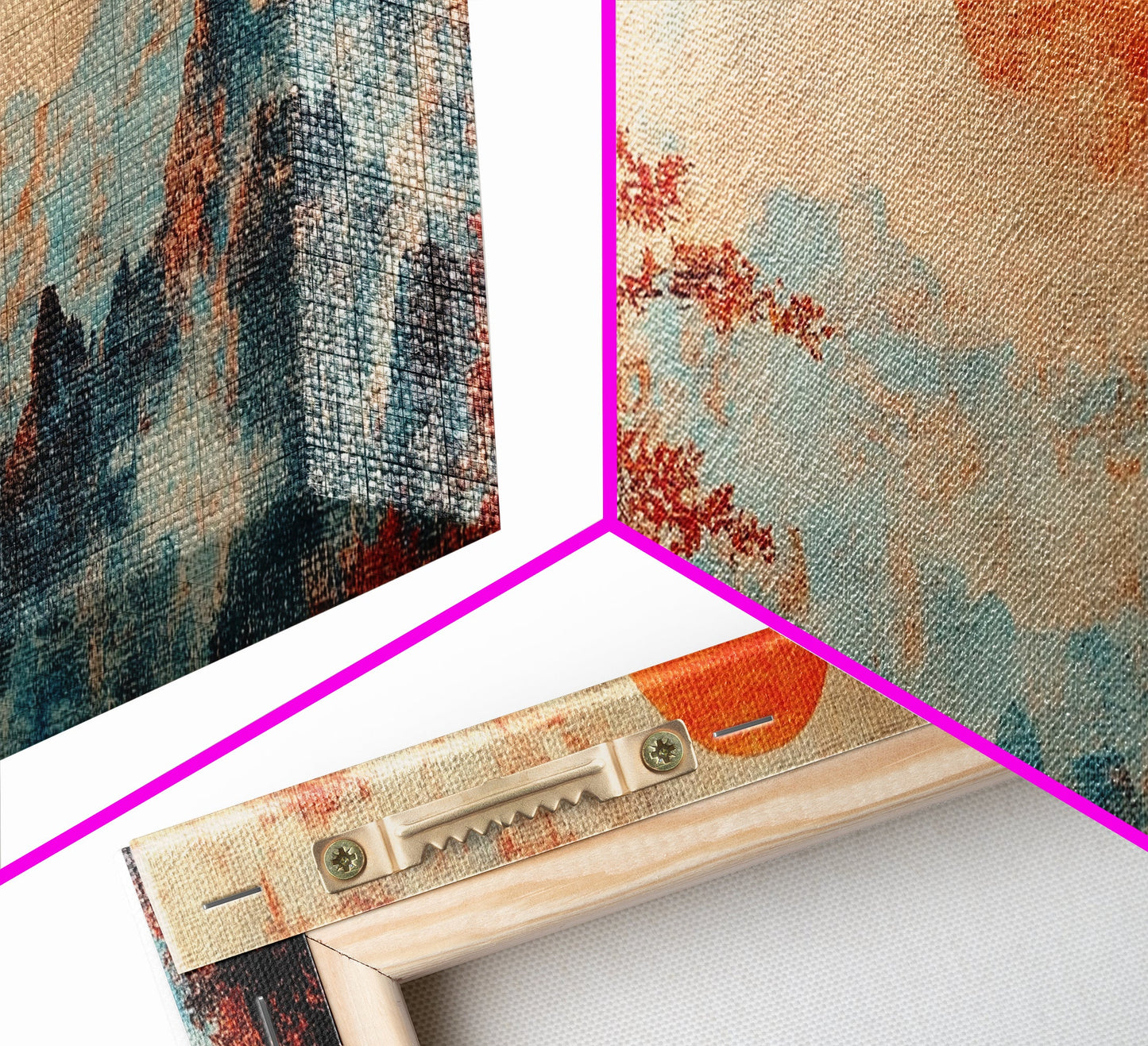 Japanese Maple Tree at Sunset, Vintage Japanese Inspired Woodblock Print Canvas Art, Retro Japanese Art