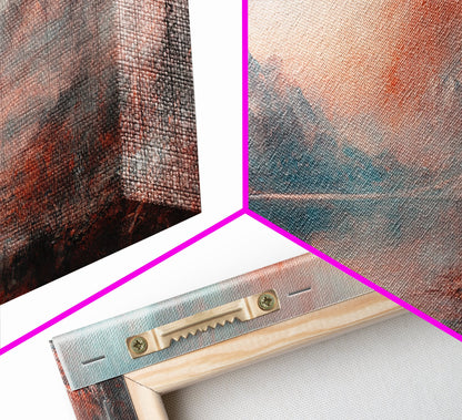 Subdued / Moody Panoramic Landscape Painting Print, Framed Canvas Art Print, Living Room Wall Art, Minimalist Art, Dark Decor