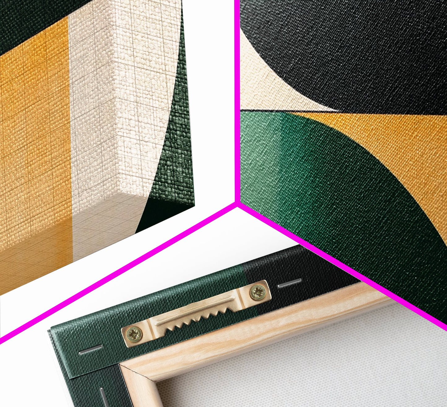 Geometric Mid-Century Modern Wall Art, Framed Canvas Print, Abstract Art, Modern Art, Geometric Patterns, MCM Home Decor, Emerald Green Art