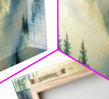 Fog In The Mountains - Framed Canvas Print - Panoramic North Carolina Painting - Blue Ridge Mountains - Original Painting Home Decor - Moody Art