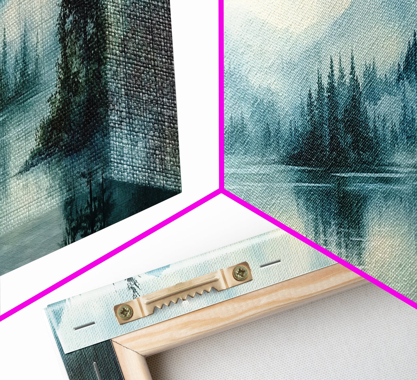 Fog Over The Lake Panoramic Painting Print - Rustic Decor - Panoramic Ultra Wide Wall Art For Above Bed or Sofa - Moody Decor