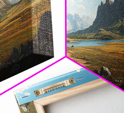 Ancient Arizona, Framed Canvas Print, Prehistoric Monument Valley, Panoramic Oversized Fantasy Wall Art