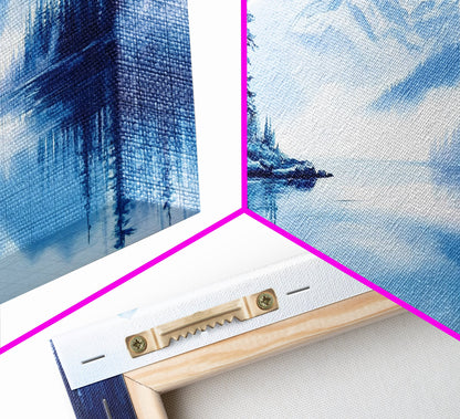 Winter In The Mountains, Framed Canvas Print, Panoramic Oversized Wall Art, Large Horizontal Wide Framed Canvas, Above Bed Decor