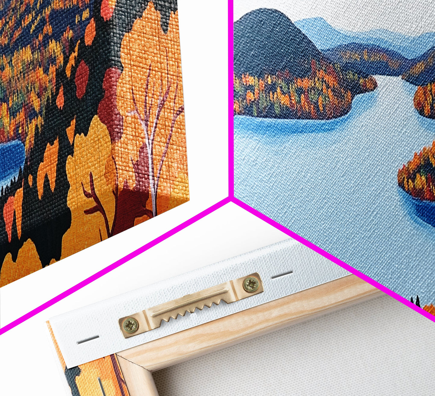 Fall In The Valley, Framed Canvas Print, Wood Framed Wall Art, Panoramic Landscape Painting