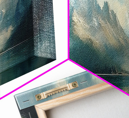 Moody Landscape Painting Print, Overcast Stormy Day In The Mountains, Thought Provoking Wall Art, Oversized Panoramic Ultra Wide Art