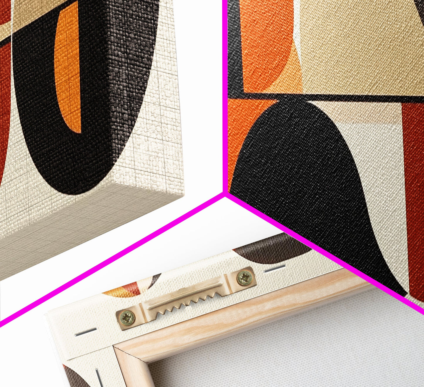 Earthy Tones MCM Style Panoramic Print, Geometric Shapes, Abstract Wall Art, Extra Wide Oversized Art