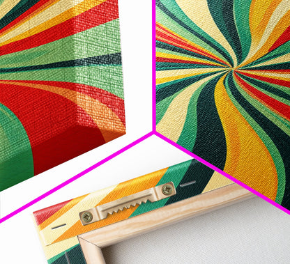 MCM Wall Art Framed Canvas Print, Colorful Boho Style Wall Art, Mid-Century Modern Wall Art, Retro 1950s Style Geometric Abstract Art