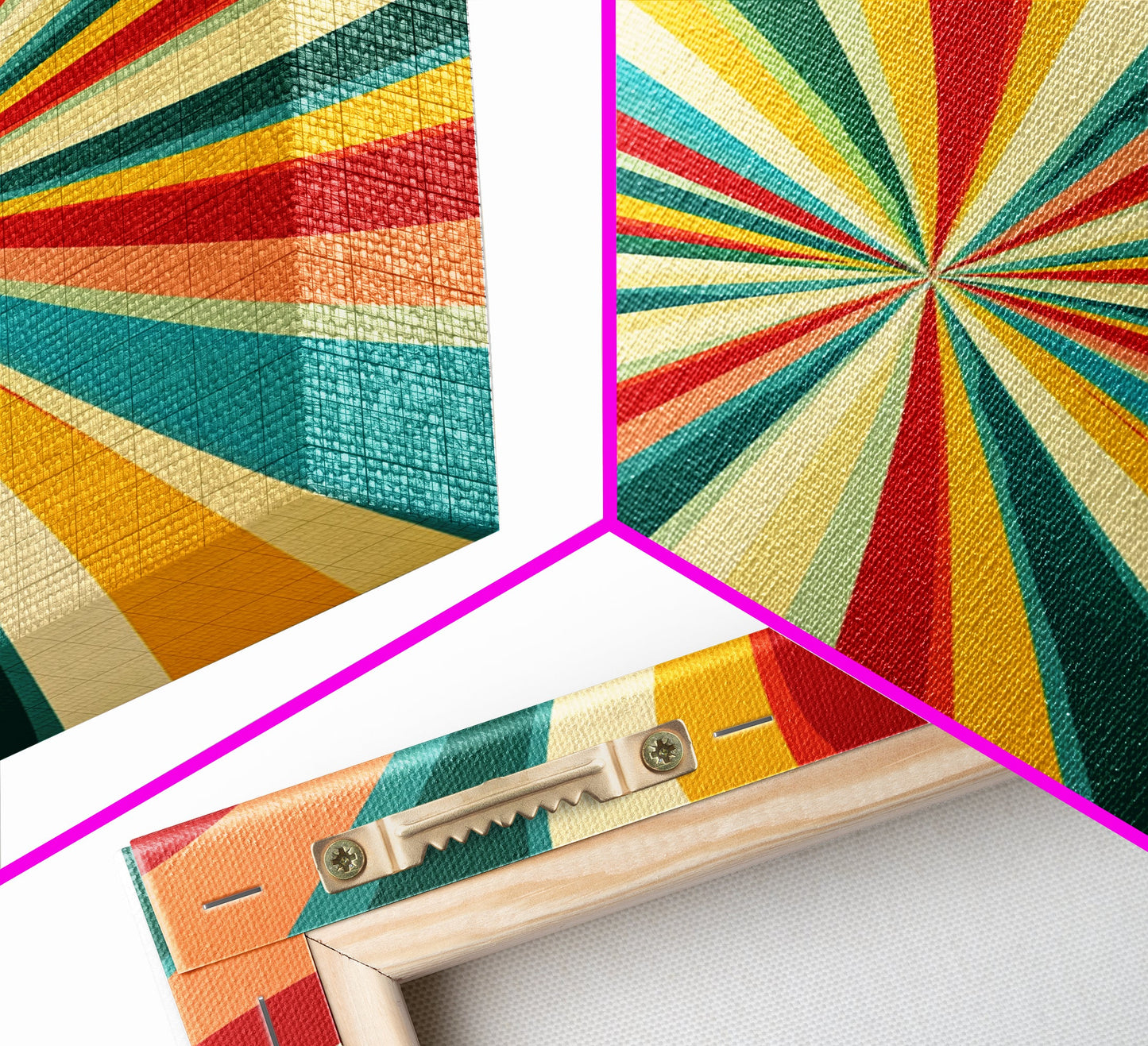 MCM Style Abstract Art - "The Tunnel" - Mid-Century Modern Wall Art, Large Wood Framed Wall Art with Midcentury Modern Style, Boho Decor