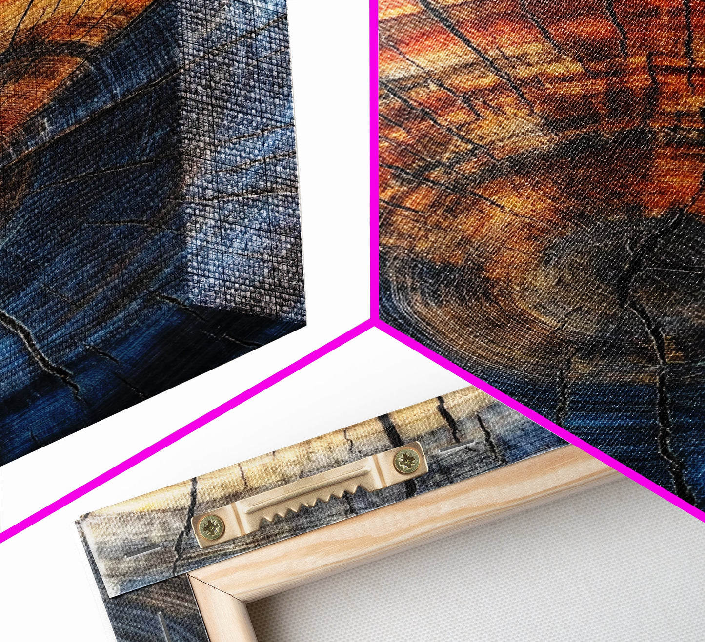 Nordic Style Tree Rings Canvas Print, Modern Farmhouse Rustic Decor, Wood Framed Art, Original Art On Canvas Wood Rings Wall Art Print