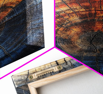 Nordic Style Tree Rings Canvas Print, Modern Farmhouse Rustic Decor, Wood Framed Art, Original Art On Canvas Wood Rings Wall Art Print