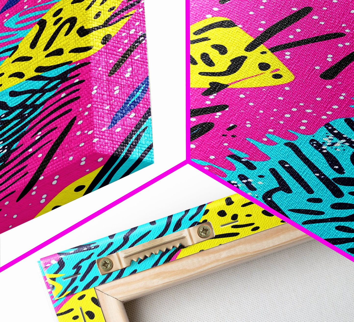 Retro 90s Style Abstract Art Canvas Print Preppy Decor Living Room Or Dorm Room Wall Art