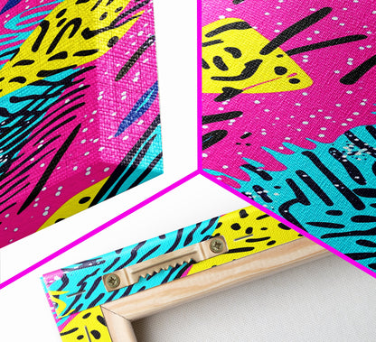 Retro 90s Style Abstract Art Canvas Print Preppy Decor Living Room Or Dorm Room Wall Art